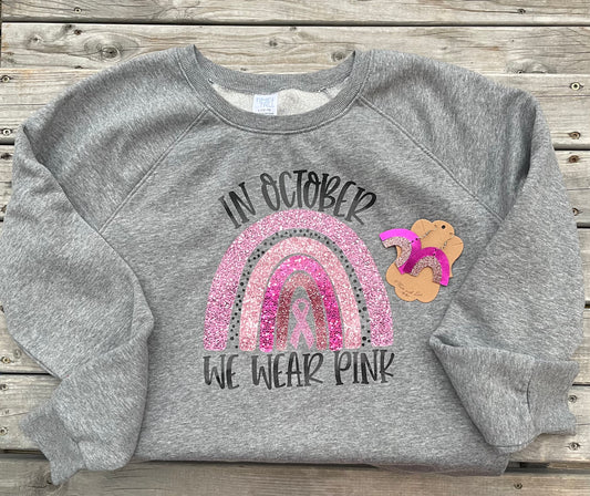 We Wear Pink Ribbon Awareness Sweatshirt And Matching Earrings