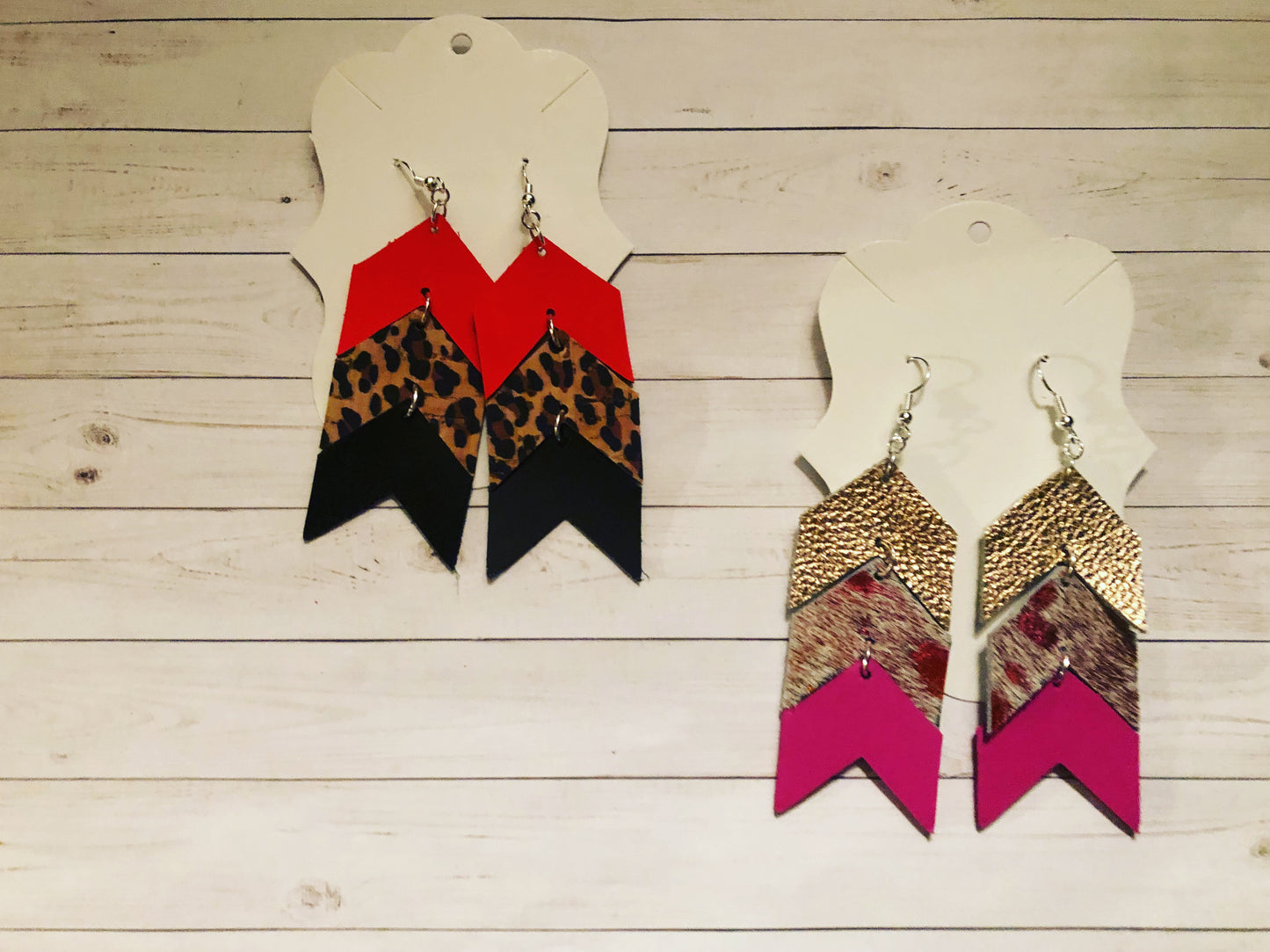 Genuine Leather Chevron Earrings