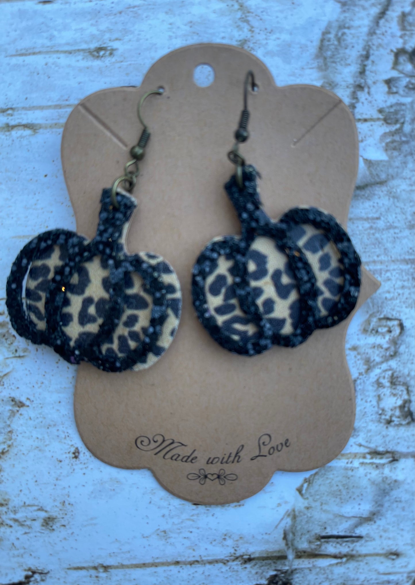 Mini Layered Cheetah Pumpkin Earrings