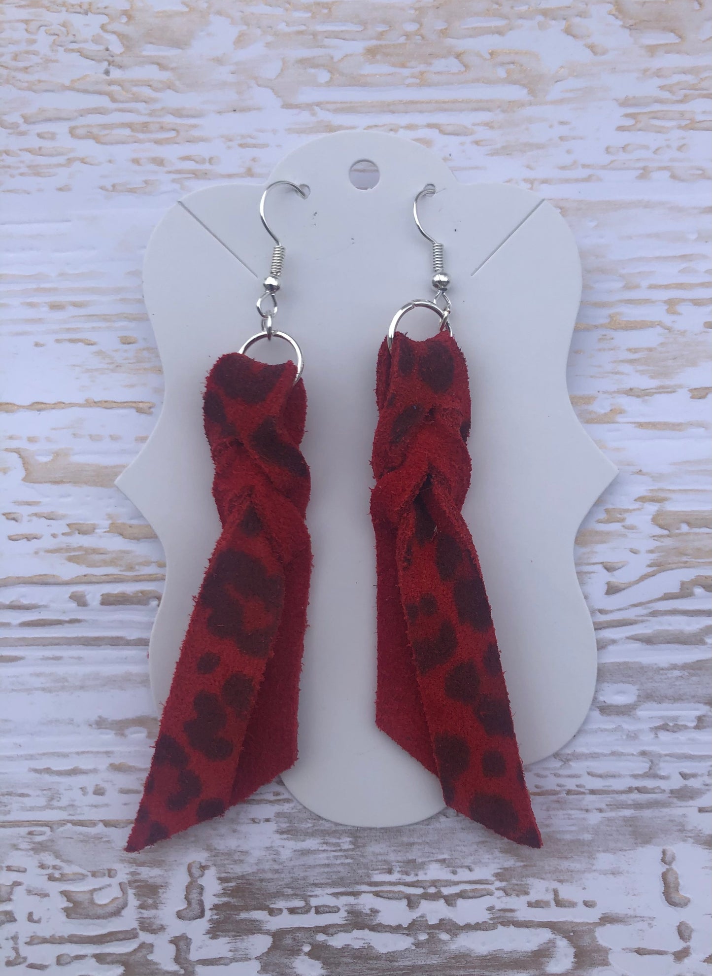 Red Leopard Love Knot Earrings