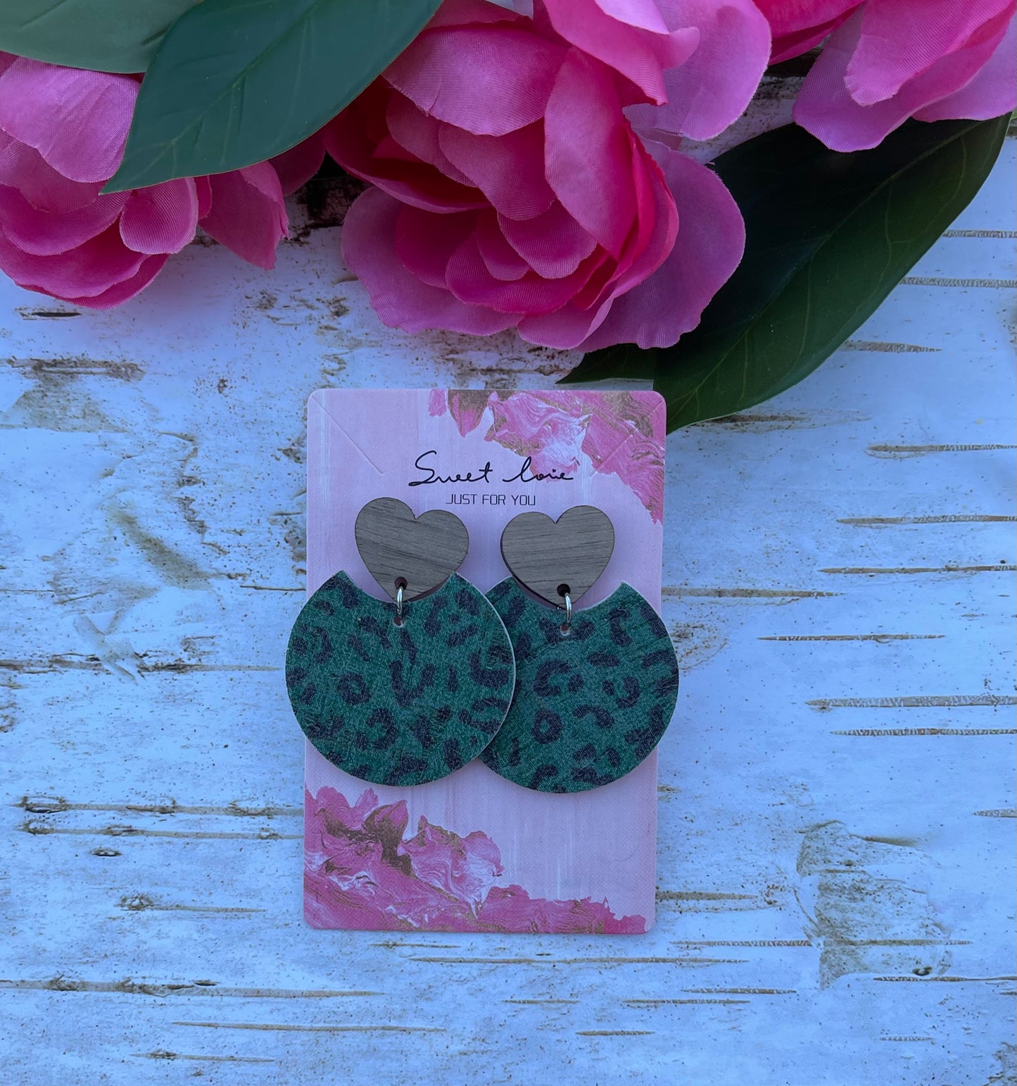 Athena Green Cheetah Lucky Dangle Earrings