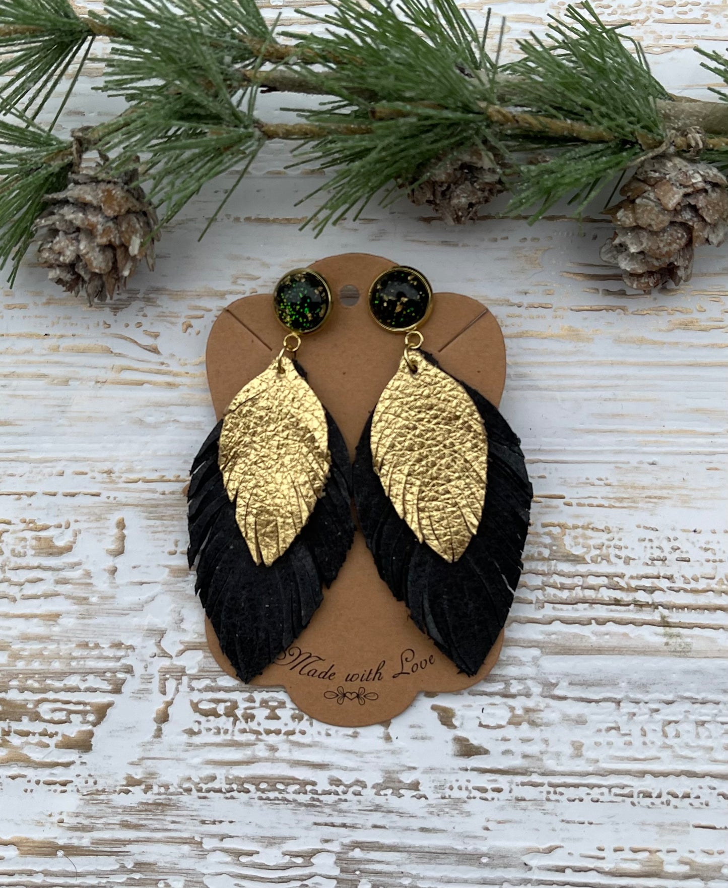 New Year’s  Boho Feather Fringe Earrings