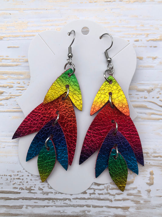 Ombré Rainbow Pride Lotus Earrings