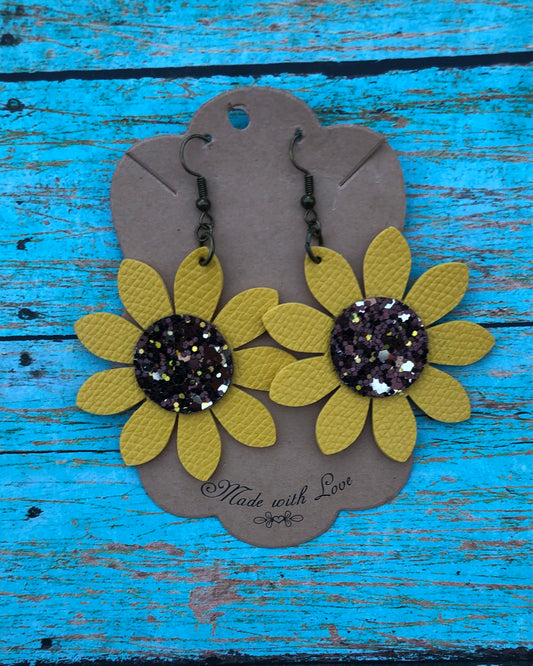 Mixed Sparkle Sunflower Earrings