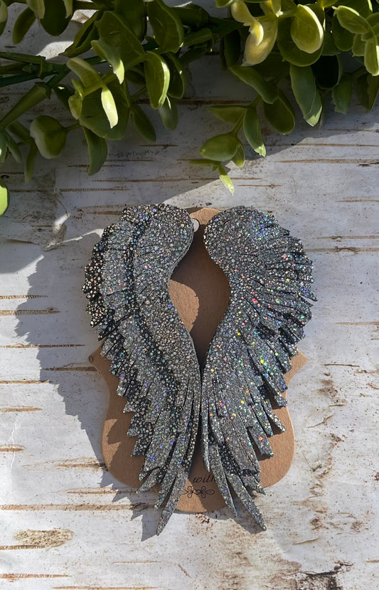 Sparkly Gray Angel Wings