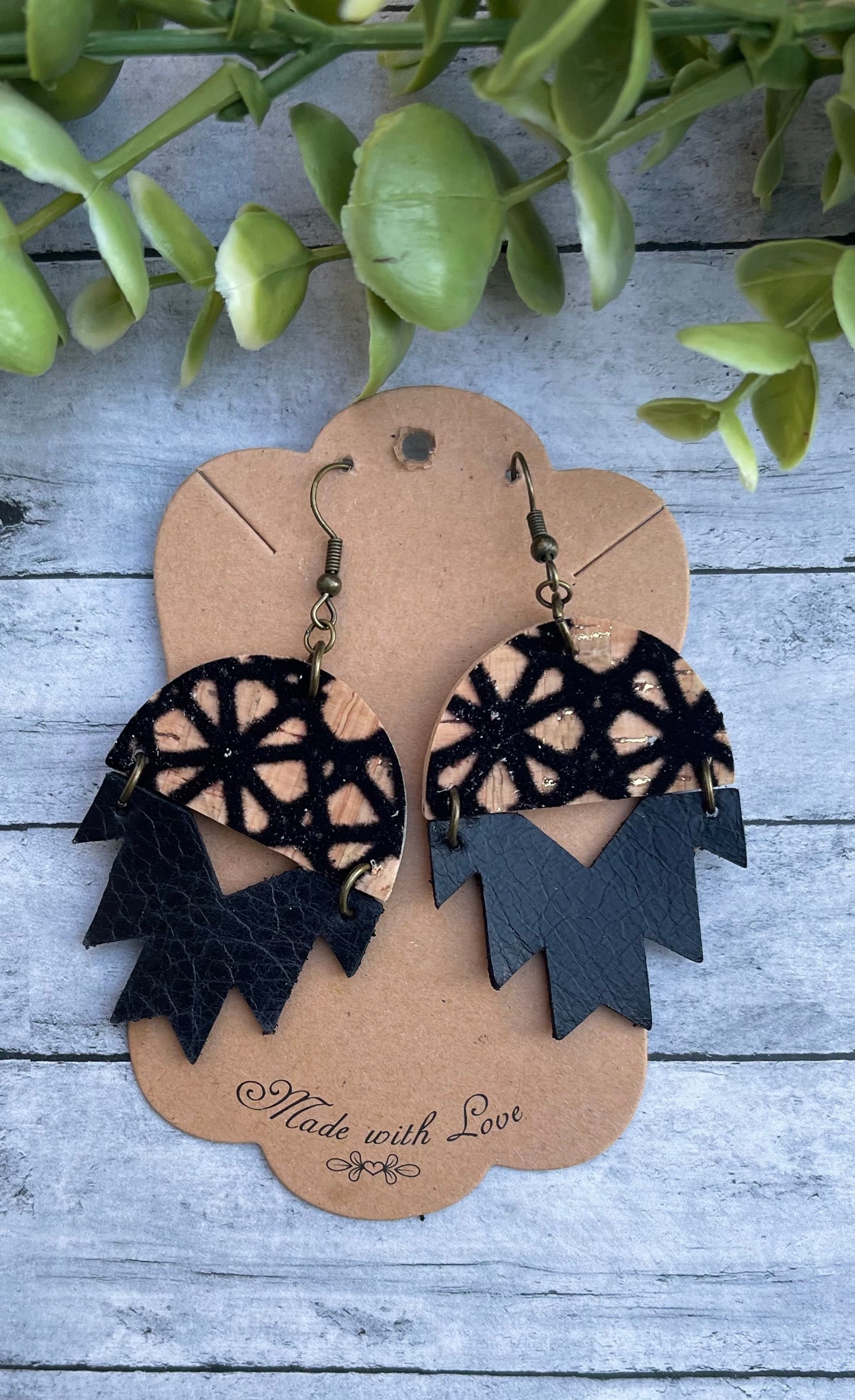 Black Flocked Aztec Earrings