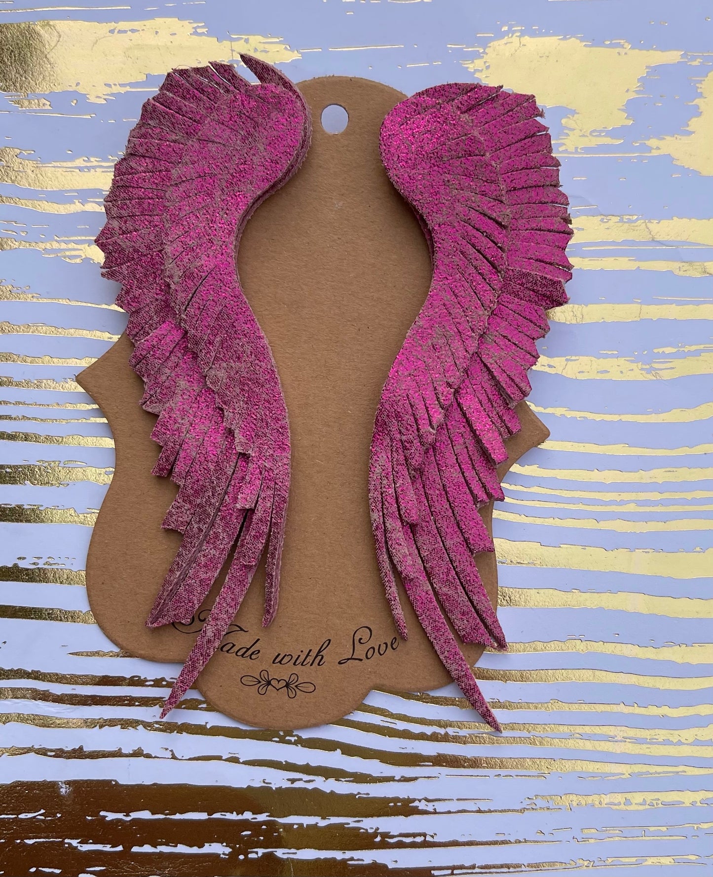 Weathered Metallic Pink Angel Wing Earrings