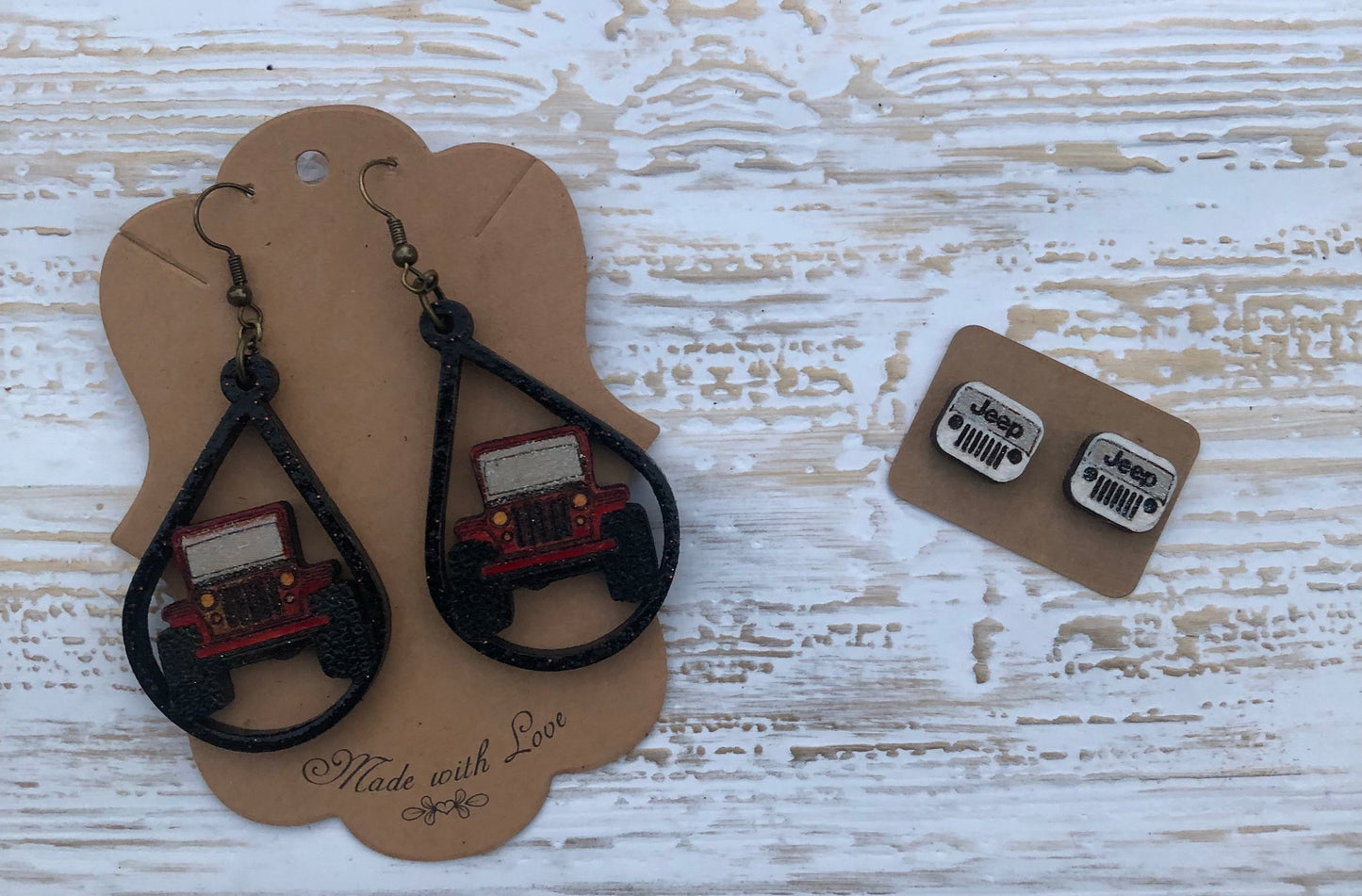 Jeep Wooden Teardrop Earrings