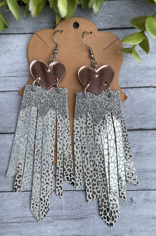 Boho Silver Leopard Fringe