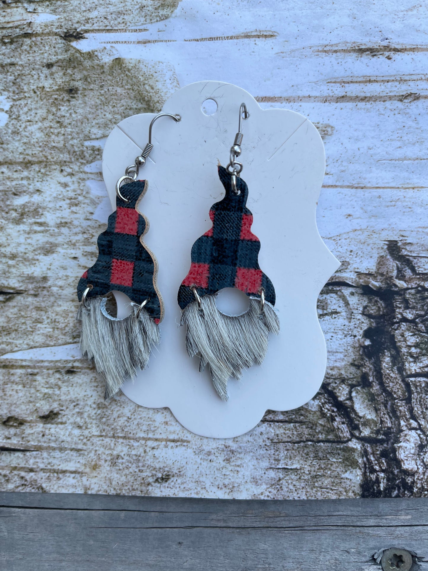 Buffalo Plaid Christmas Gnome Earrings