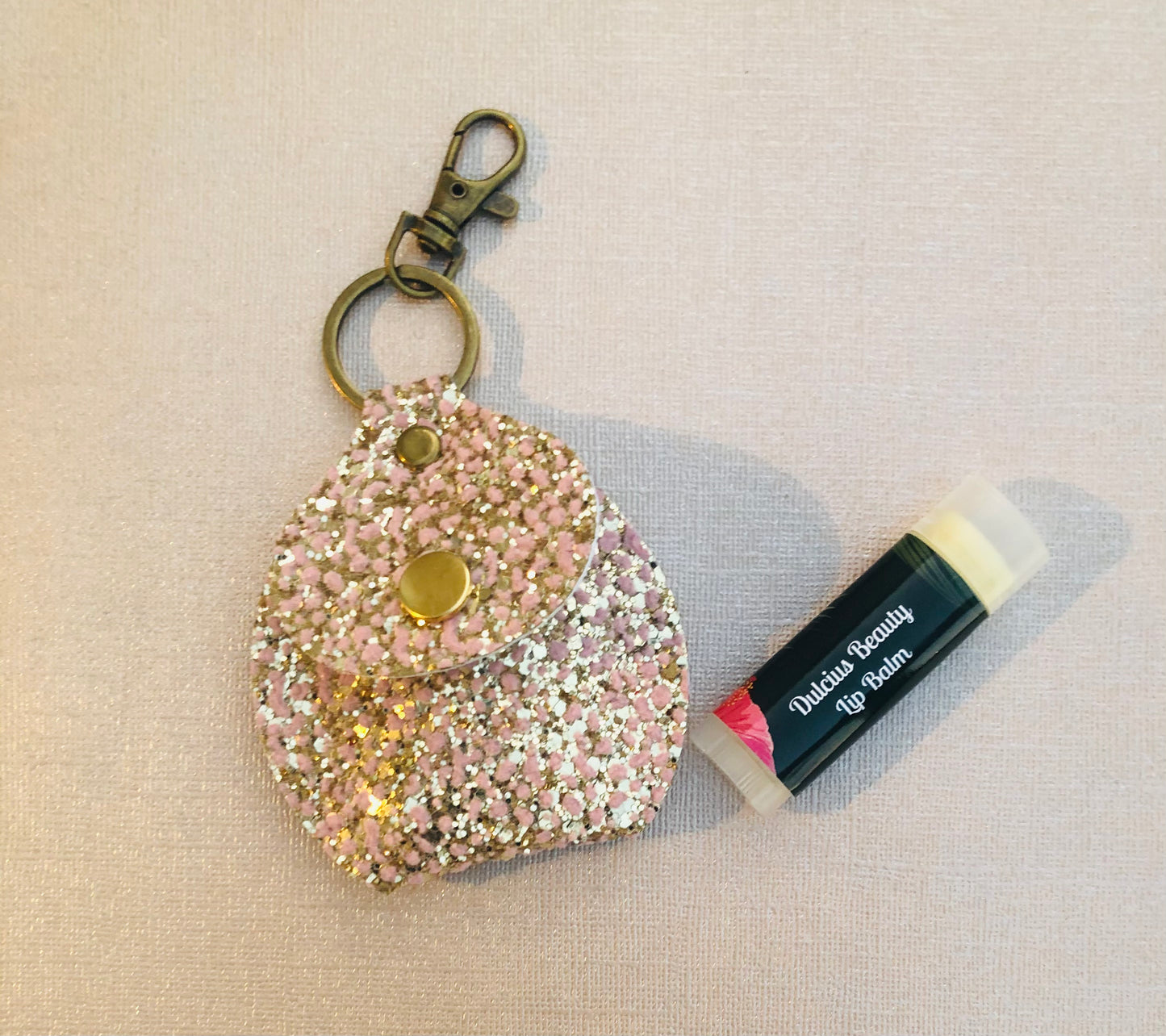 Gold Flocked Mini Coin Purse and Red Velvet Lip Balm