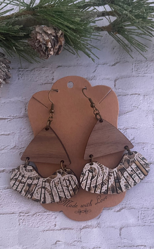 Burlap and Lace Fanfare Earrings