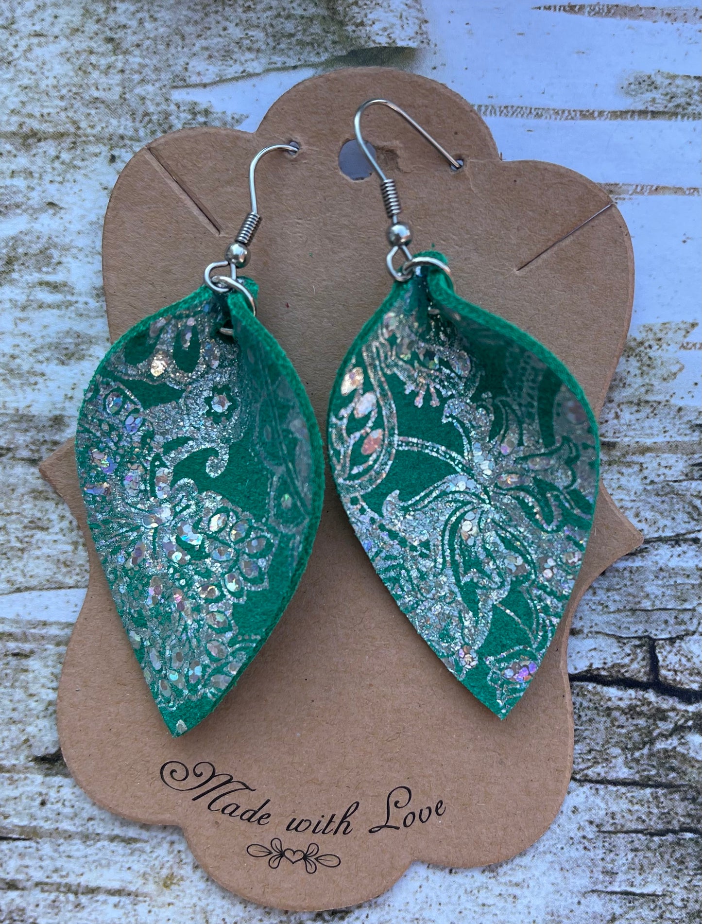 Christmas Cheer Green Petal Earrings