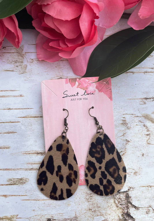 Hair On Hide Teardrop Earrings