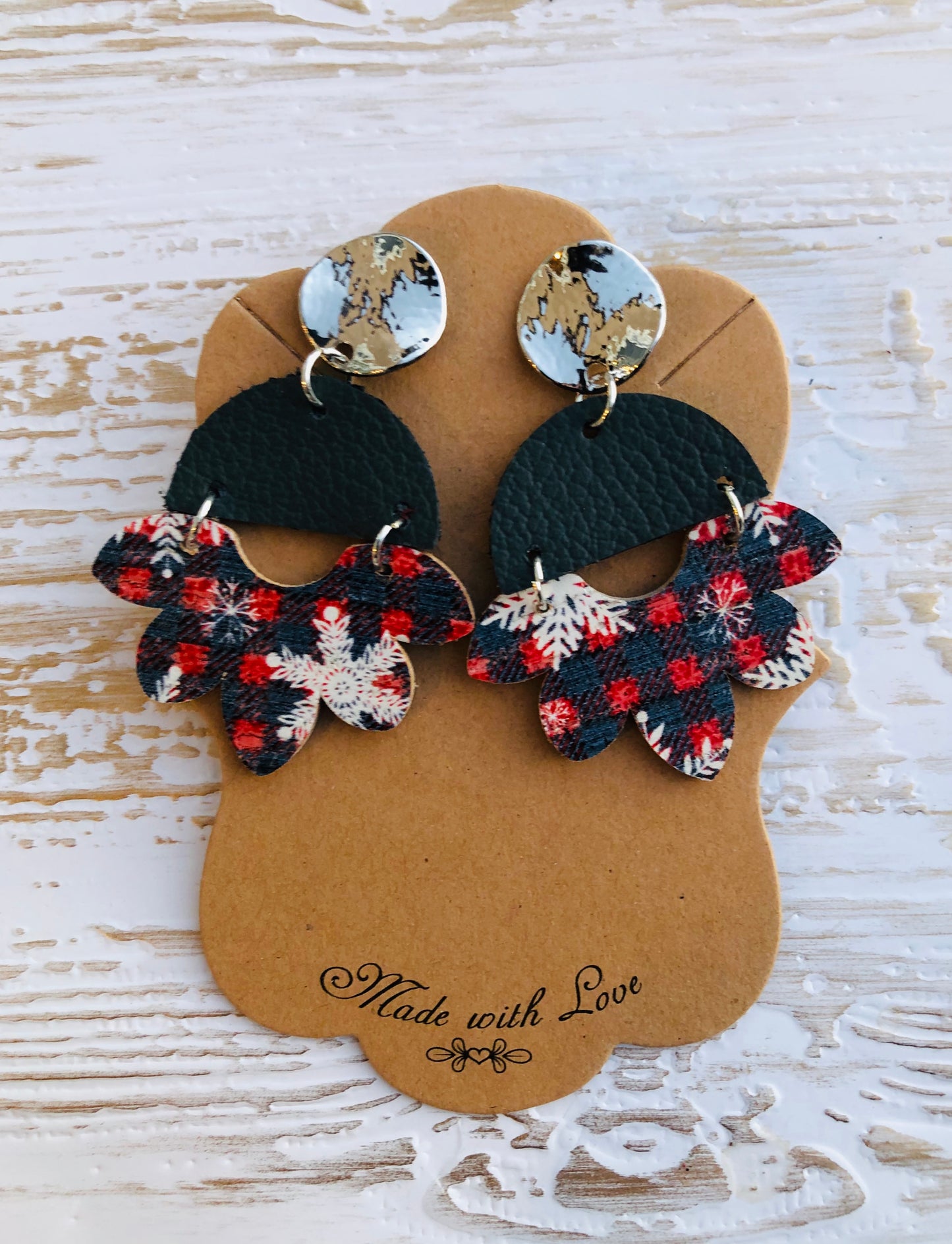 Plaid Stella Snowflake Earrings