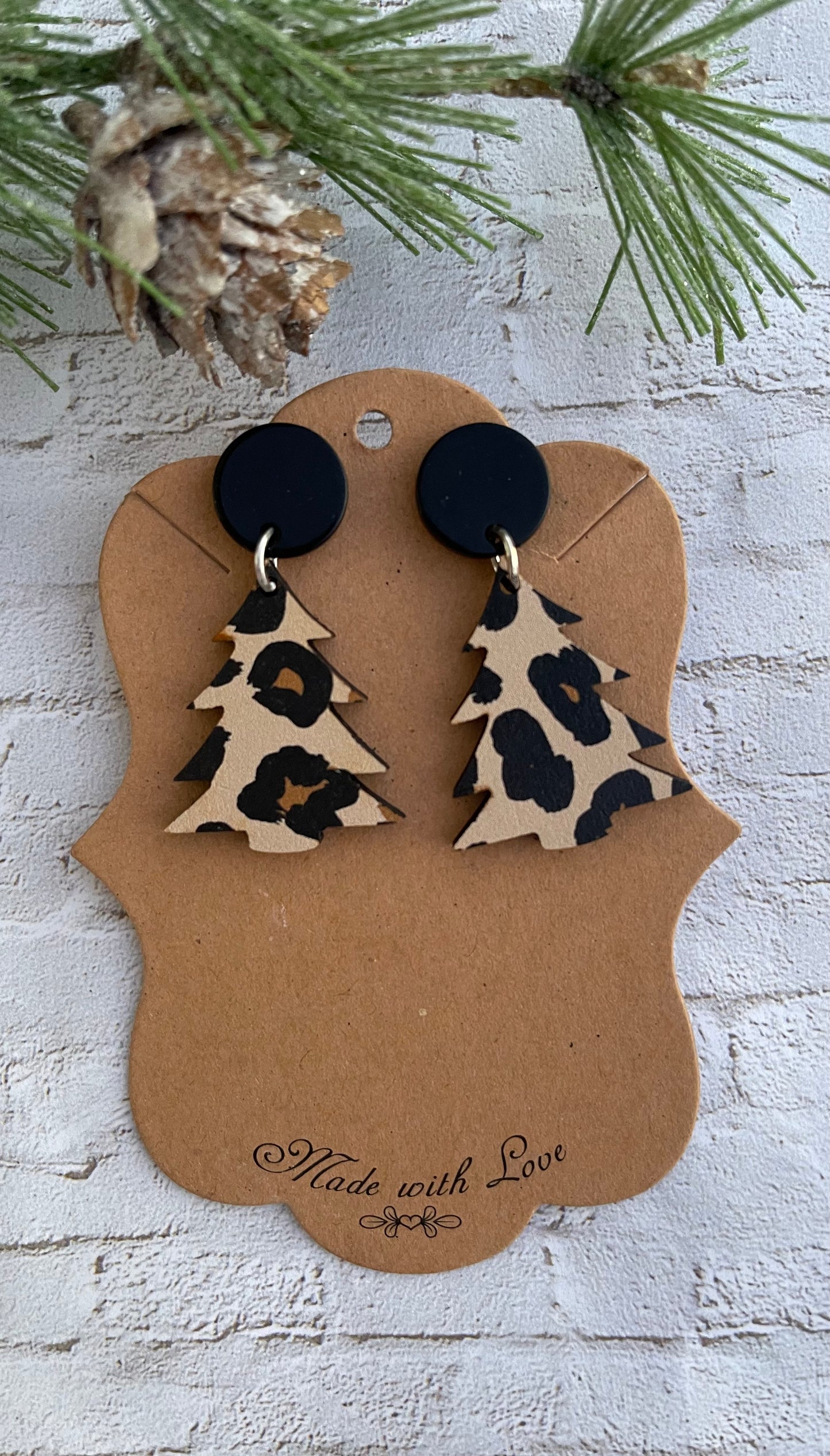 Leopard Christmas Tree Earrings