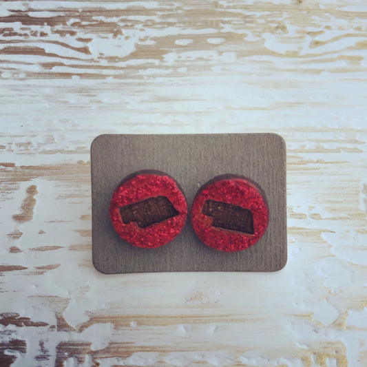 Hand Painted Wooden Nebraska Studs