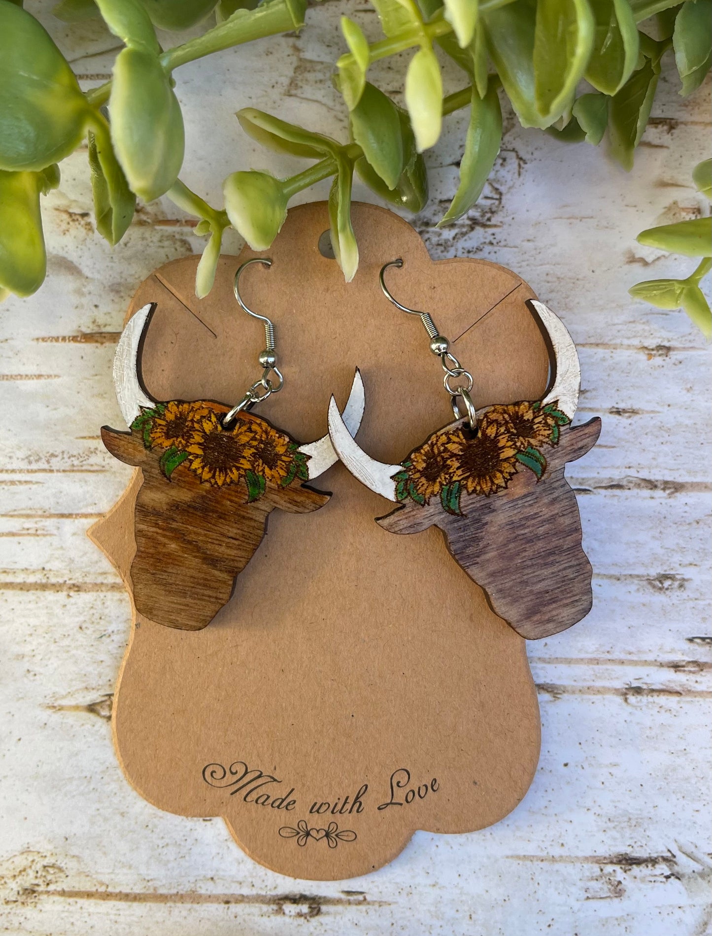 Sunflower Steer Earrings