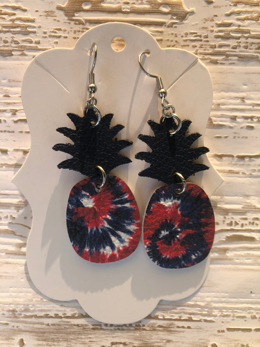 Patriotic Tie Dye Pineapple Earrings