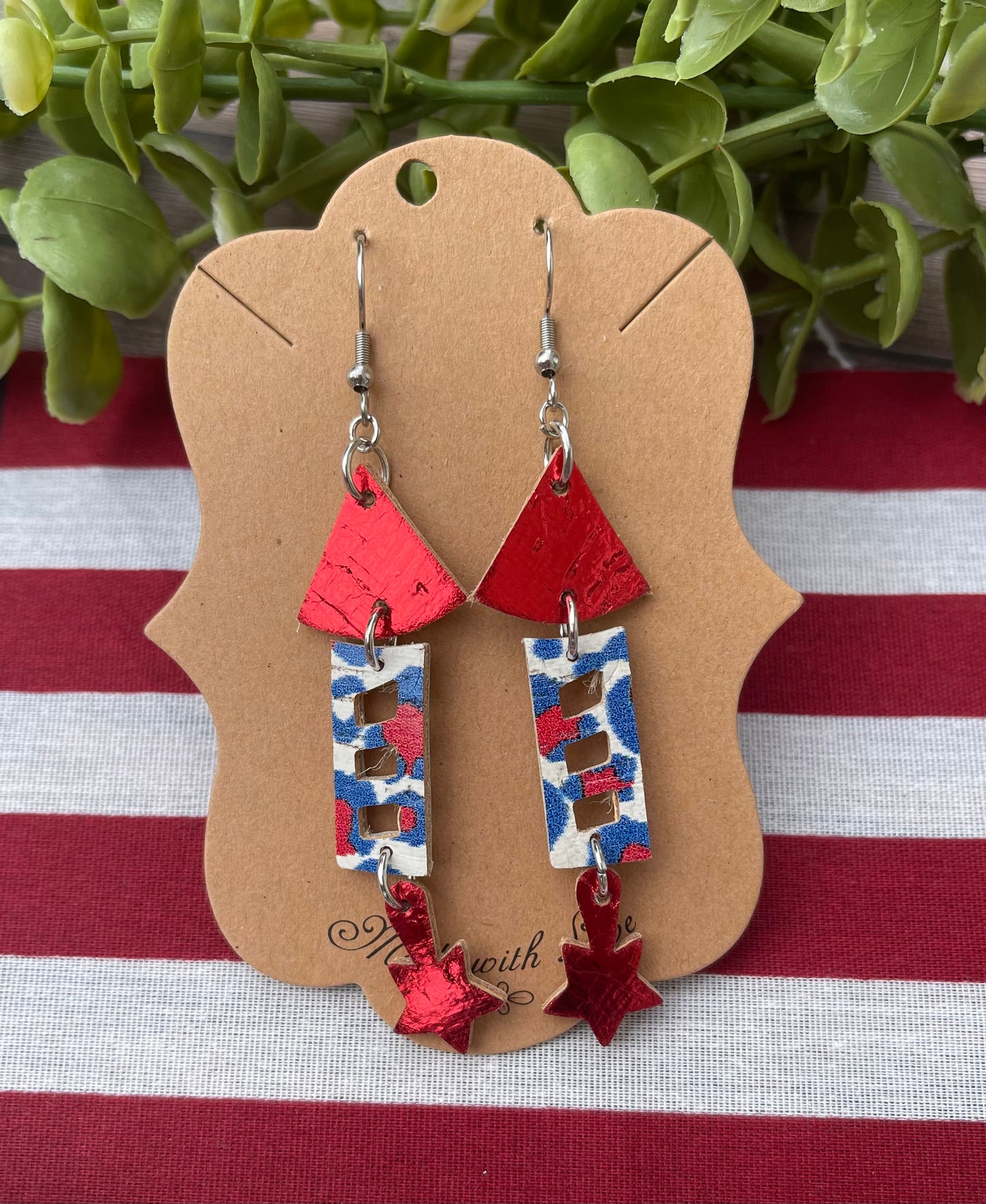 4th of July Leopard Firework Earrings