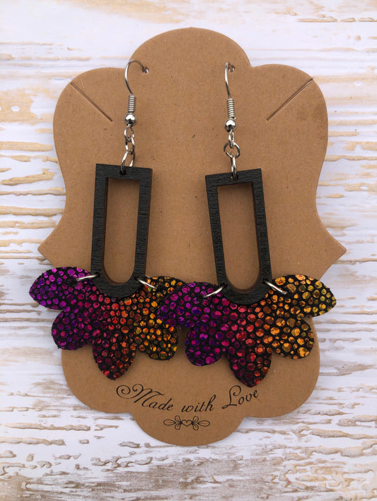 Rainbow Stella Leather Earrings