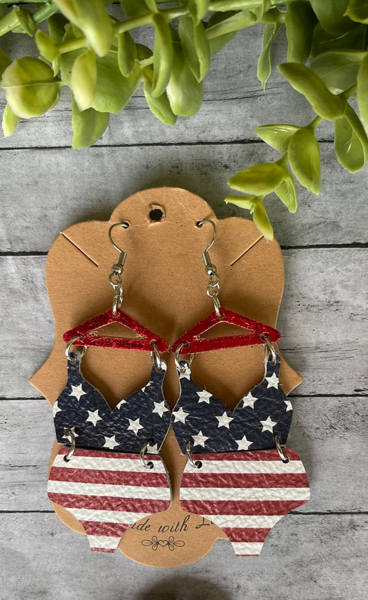 Stars and Stripes Patriotic Bikini Earrings