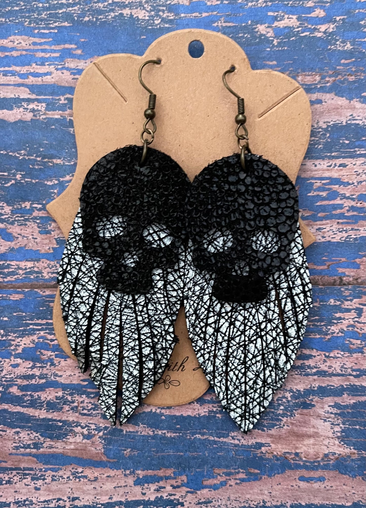 Spiderweb Skull Fringe Earrings