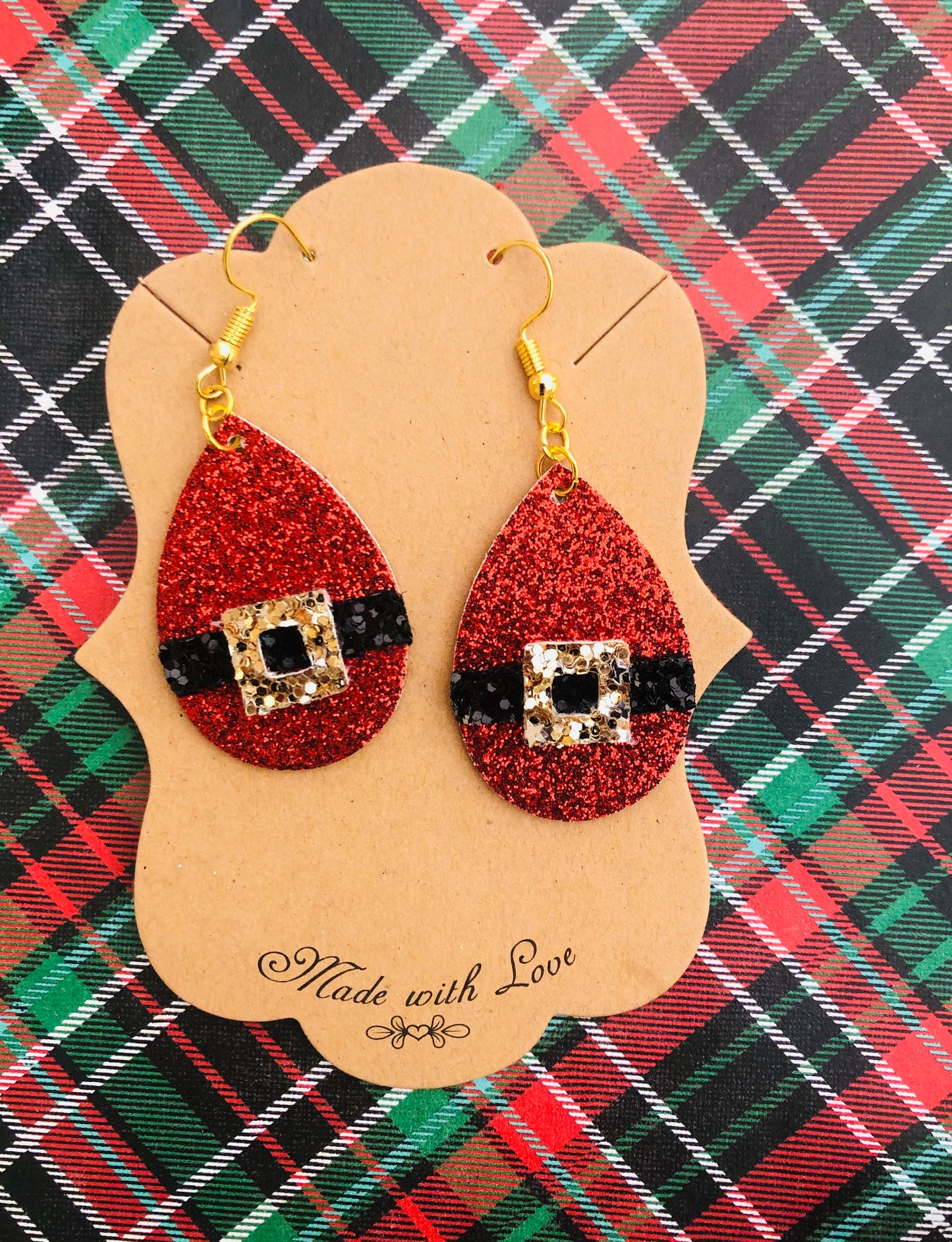 Mini Holiday Santa Teardrop Earrings