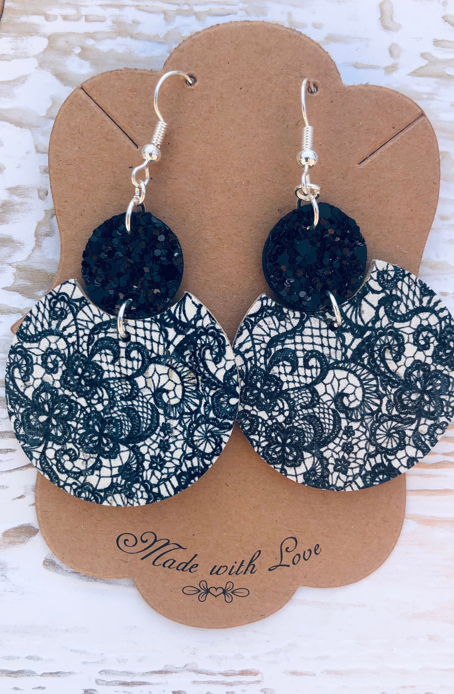 Athena Black Lace Dangle Earrings