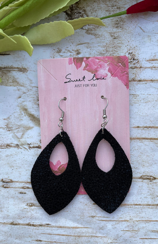 Black Satin Chrystal Earring Drops