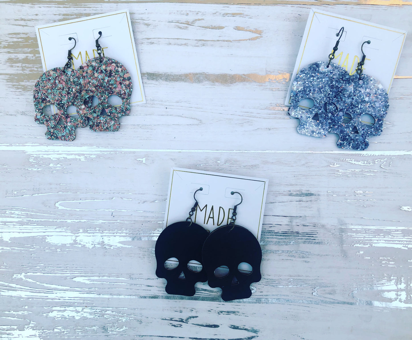 Genuine Leather And Cork Skull Earrings
