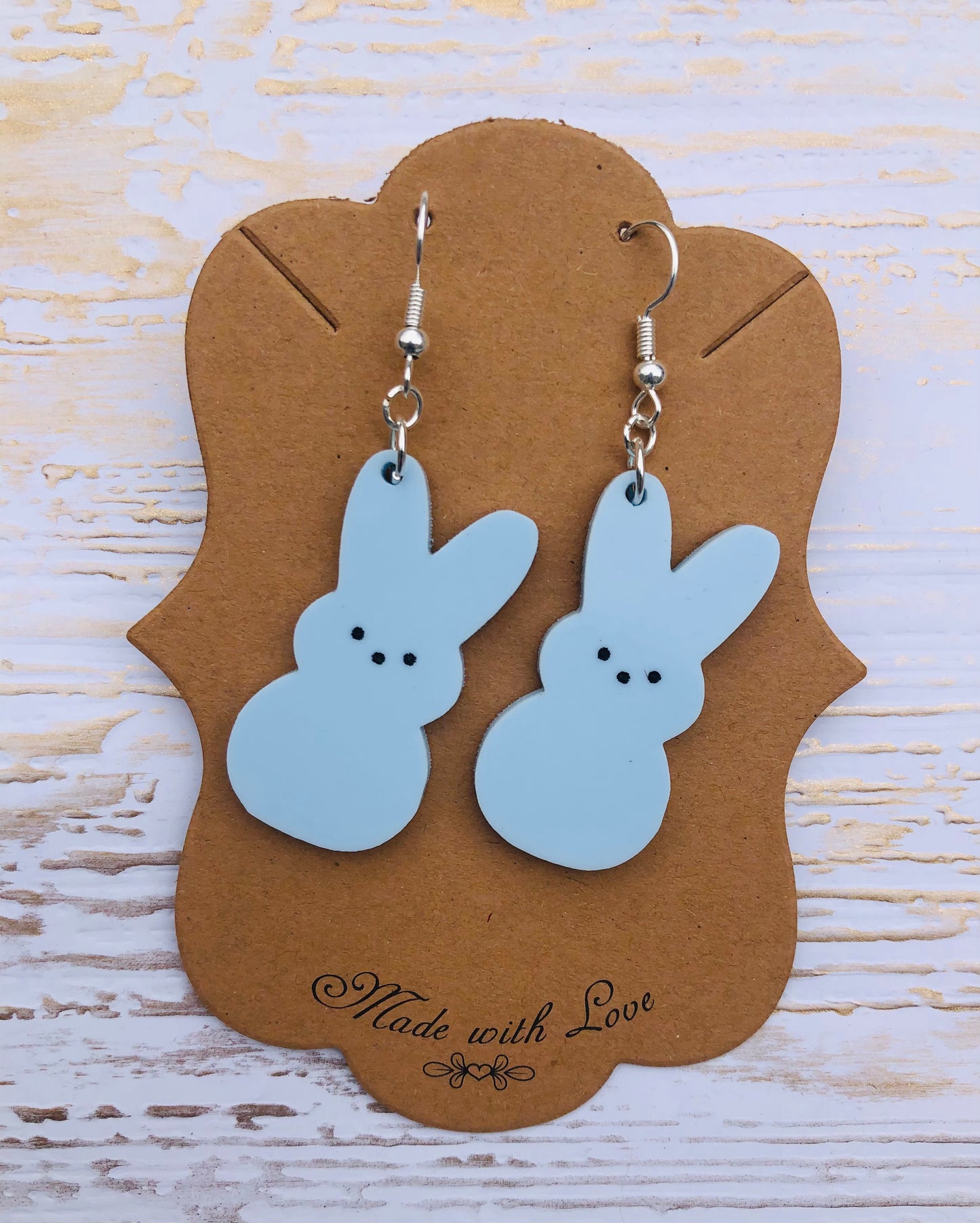 Blue Peep Bunny Earrings