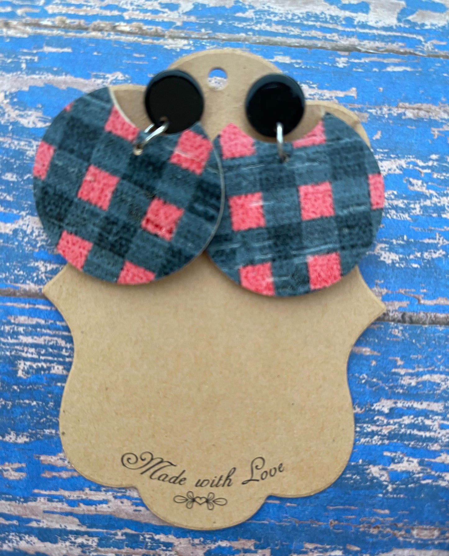 Circular Buffalo Plaid Earrings