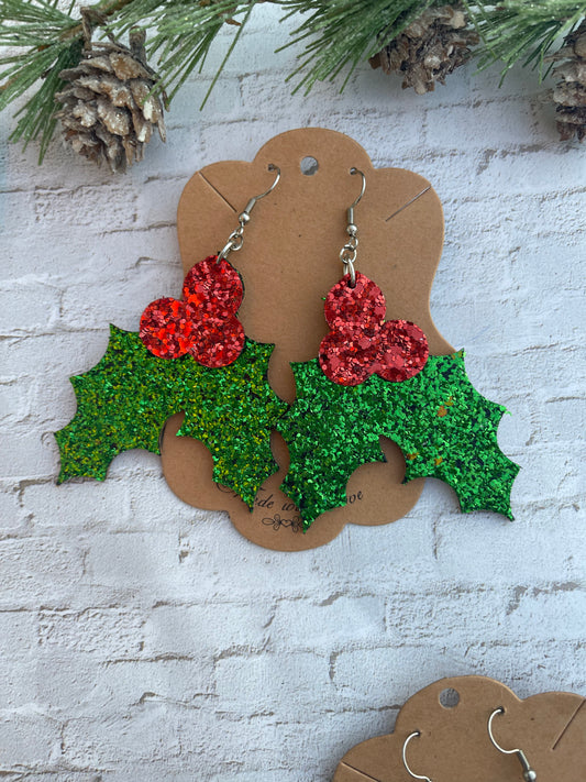 Holly Berry Christmas  Earrings