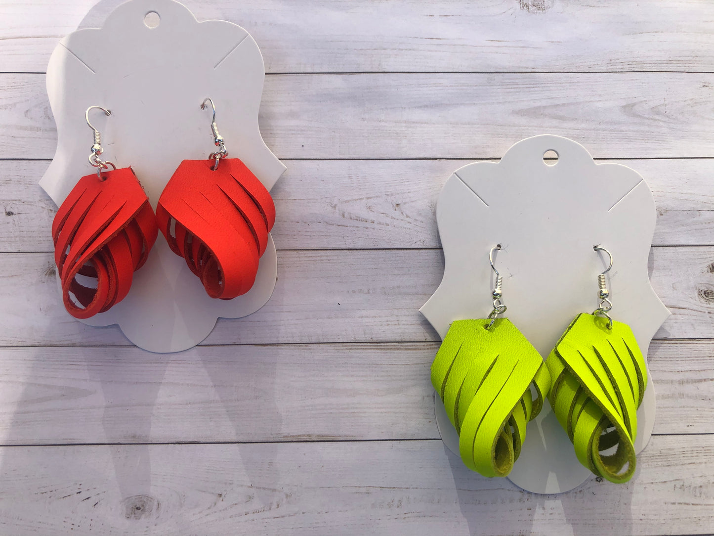 Twisted Genuine Leather Neon  Earrings