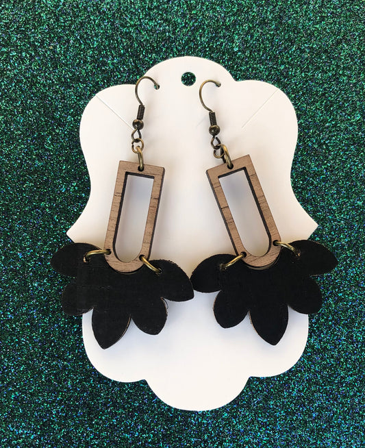 Fresh Black Cork and Wood Stella Earrings