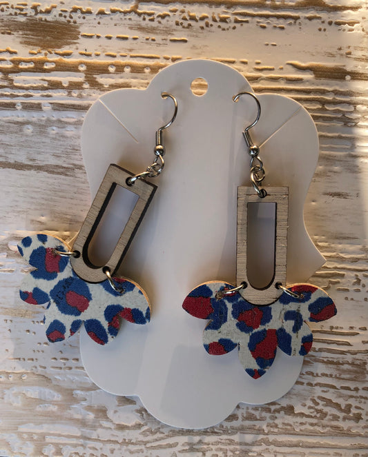 Patriotic Leopard Leather Earrings