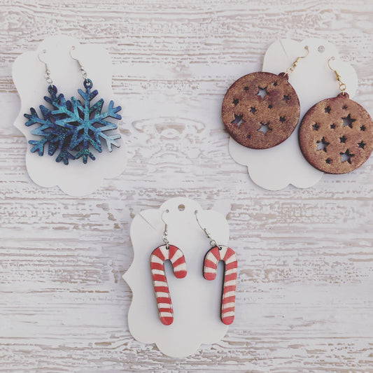 Hand-painted Wooden Christmas Earrings