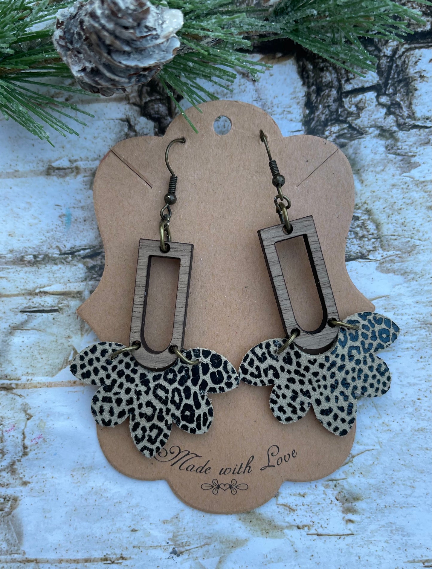 Black Leopard on Tan Stella Earrings