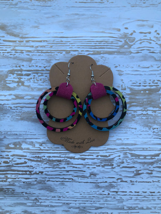 Double the Love Neon Cheetah Hoop Earrings