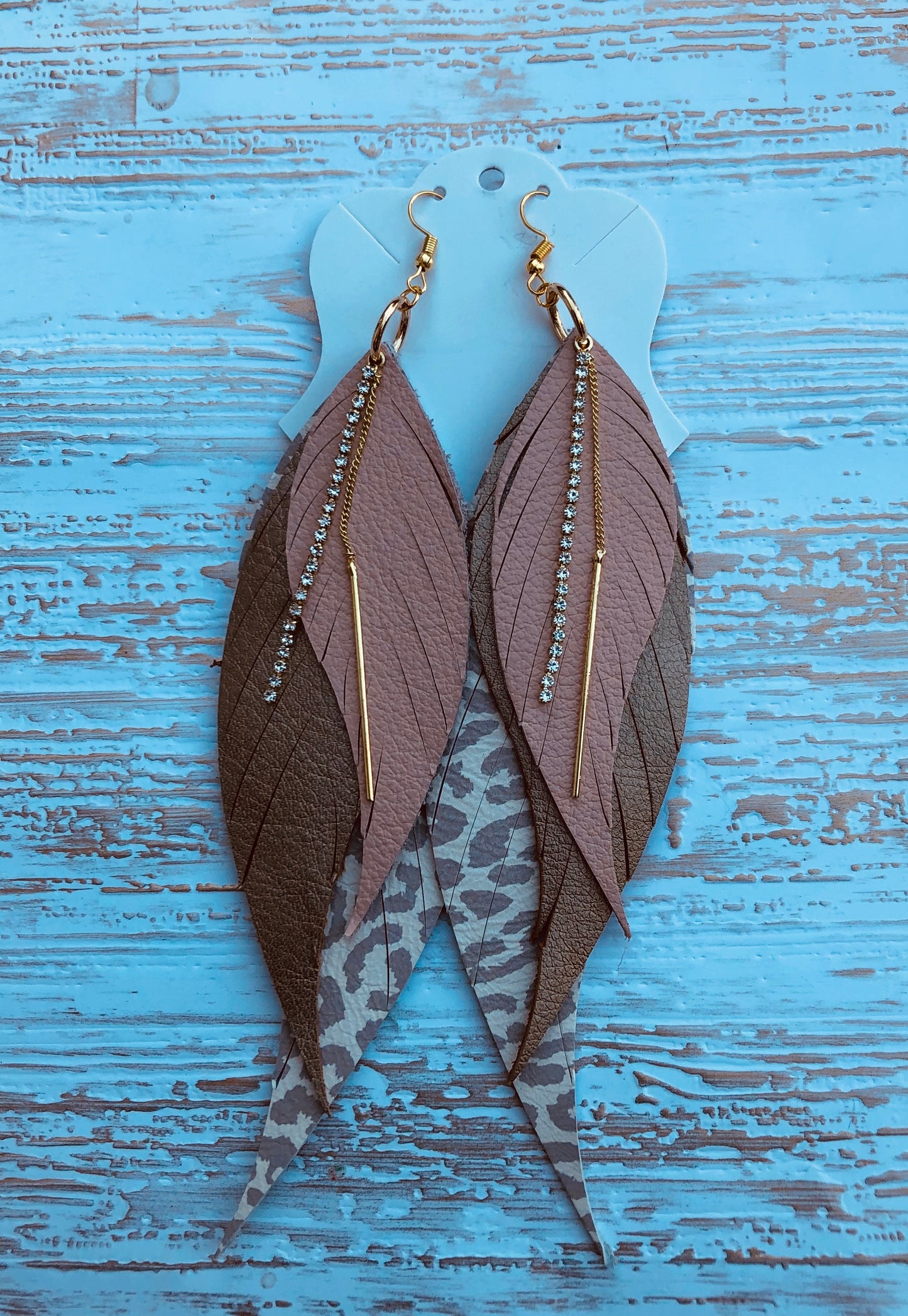 Large 6” Three Layered Feather Earrings