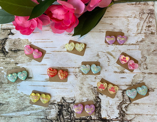 Glittery Conversations Heart Stud Earrings