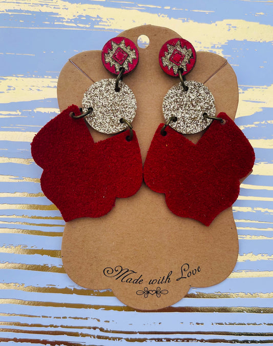 Red and Gold Aztec Audrey Earrings