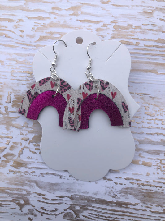 1” Valentine Hearts Rainbow Earrings