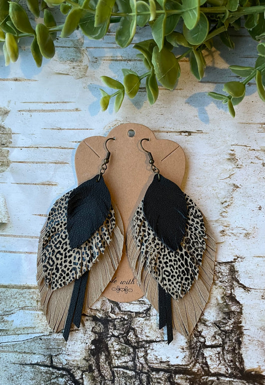 Triple Layered Feather Earrings