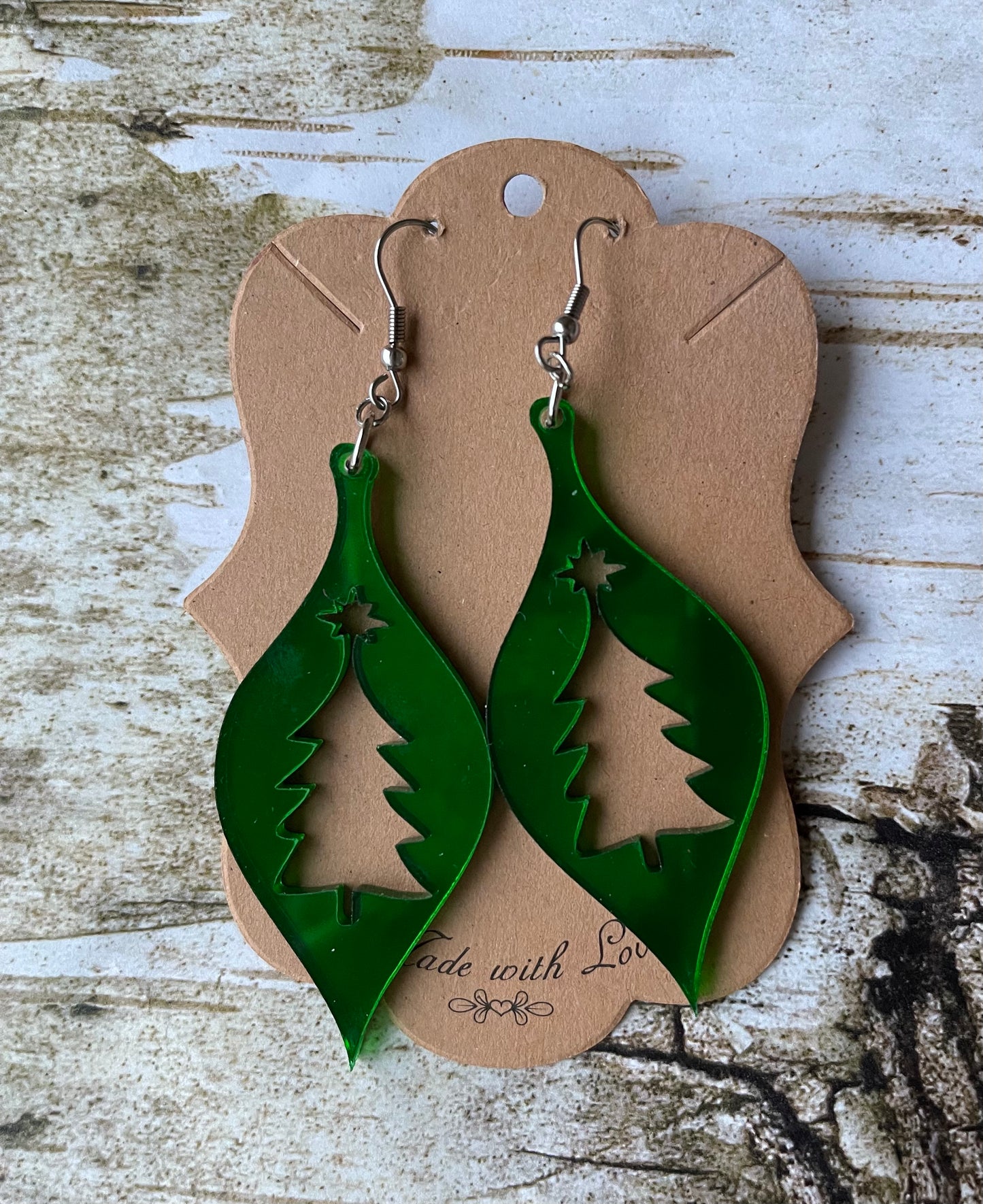 Green Christmas Ornament Earrings