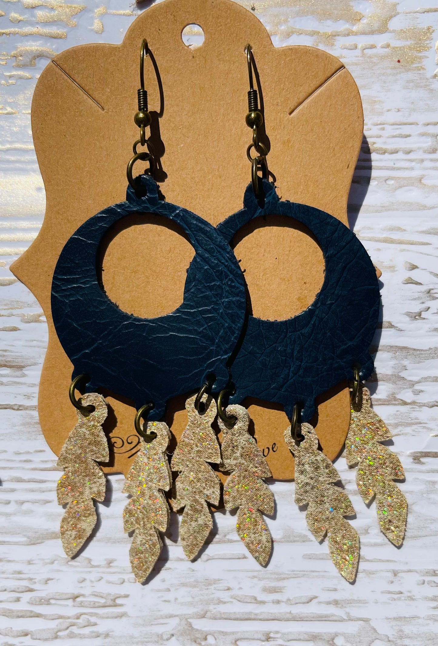 Navy and Gold Sparkle Dreamcatcher Dangles