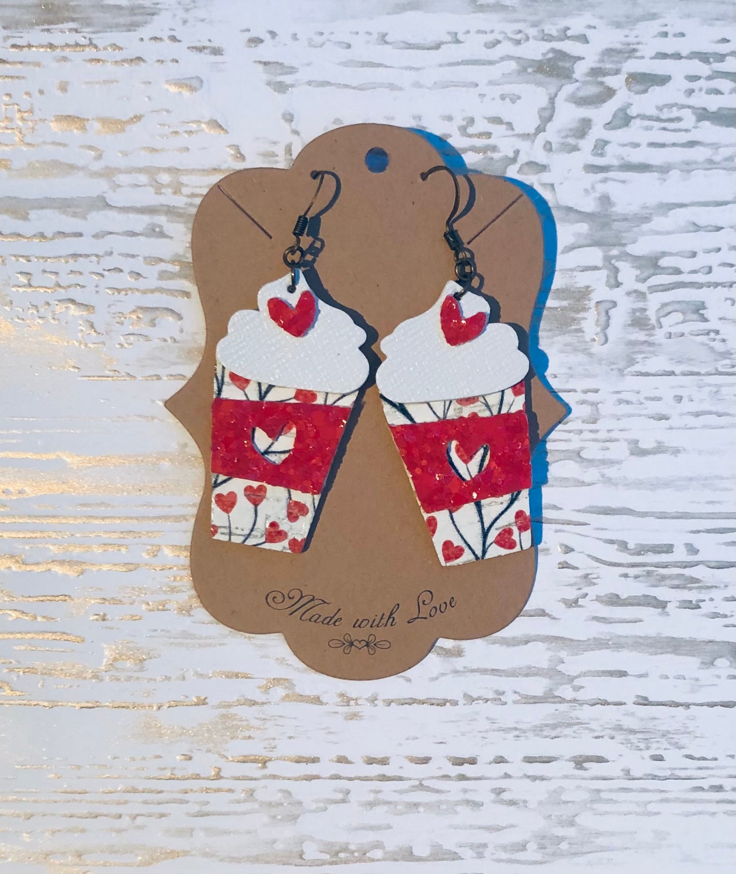 Valentine Tangled Heart Latte Earrings