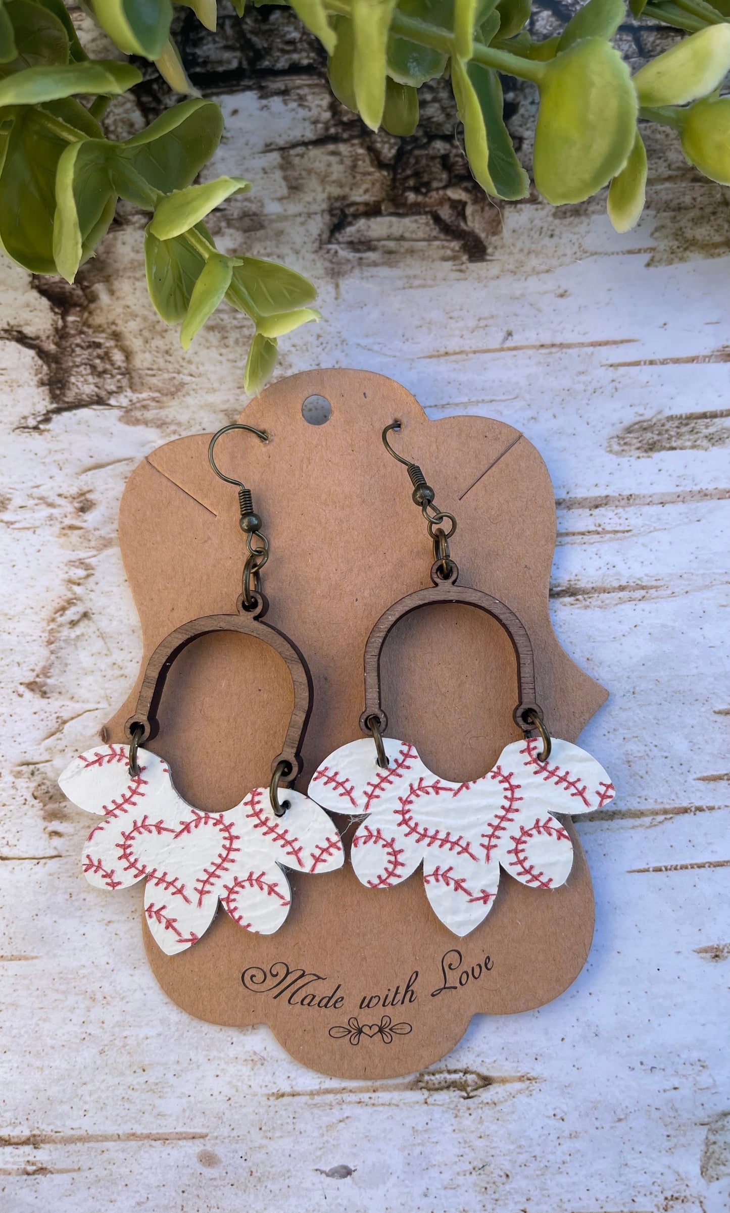 I Heart Baseball Print Stella Earrings