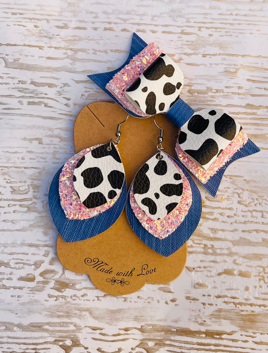 Mommy and Me 3” Cow Print Bow